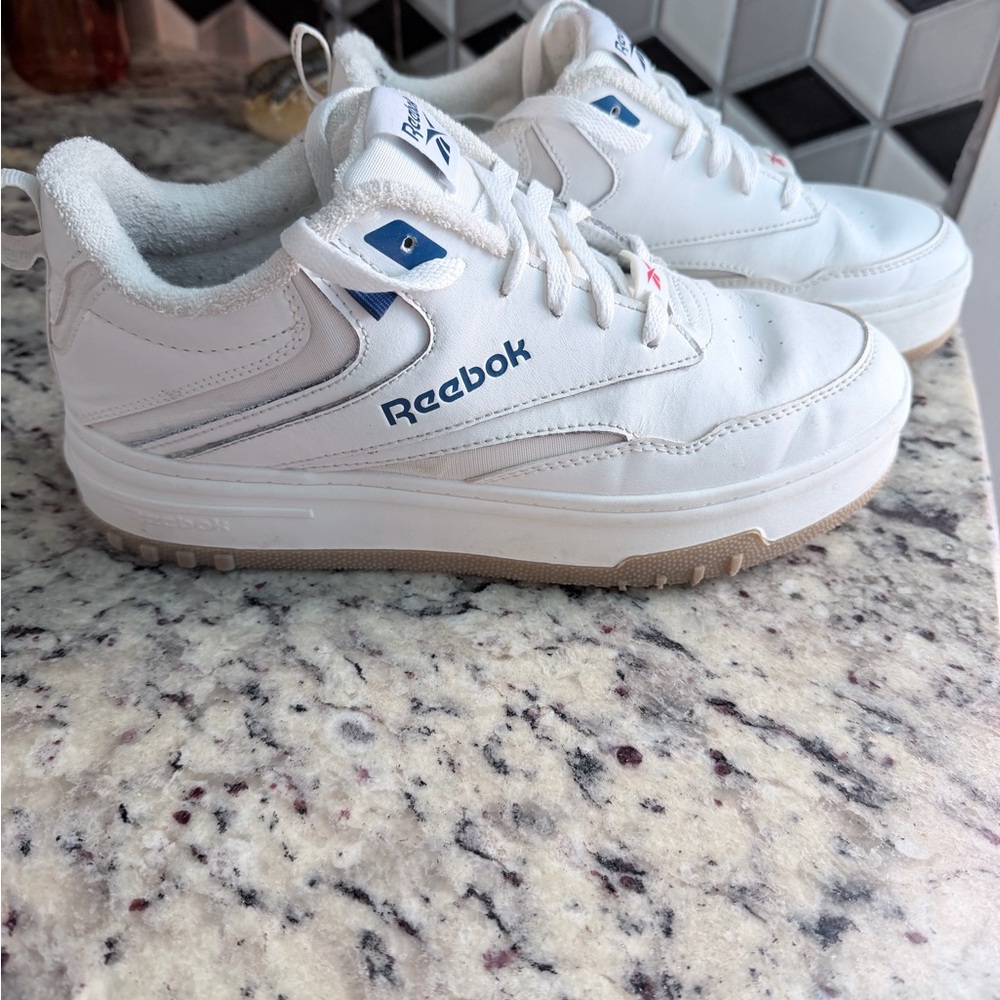 Reebok White Low-Top Sneakers with Blue Accents